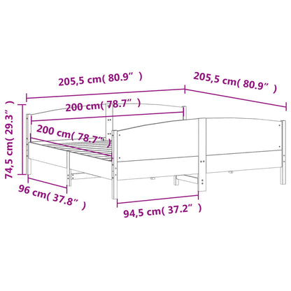 Bed Frame with Headboard 200x200 cm Solid Wood Pine