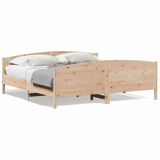 Bed Frame with Headboard 200x200 cm Solid Wood Pine