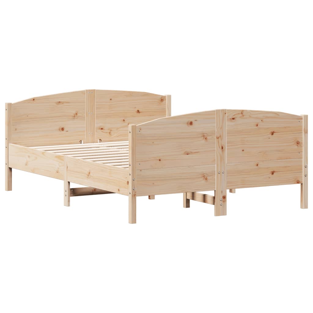 Bed Frame with Headboard 150x200 cm King Size Solid Wood Pine