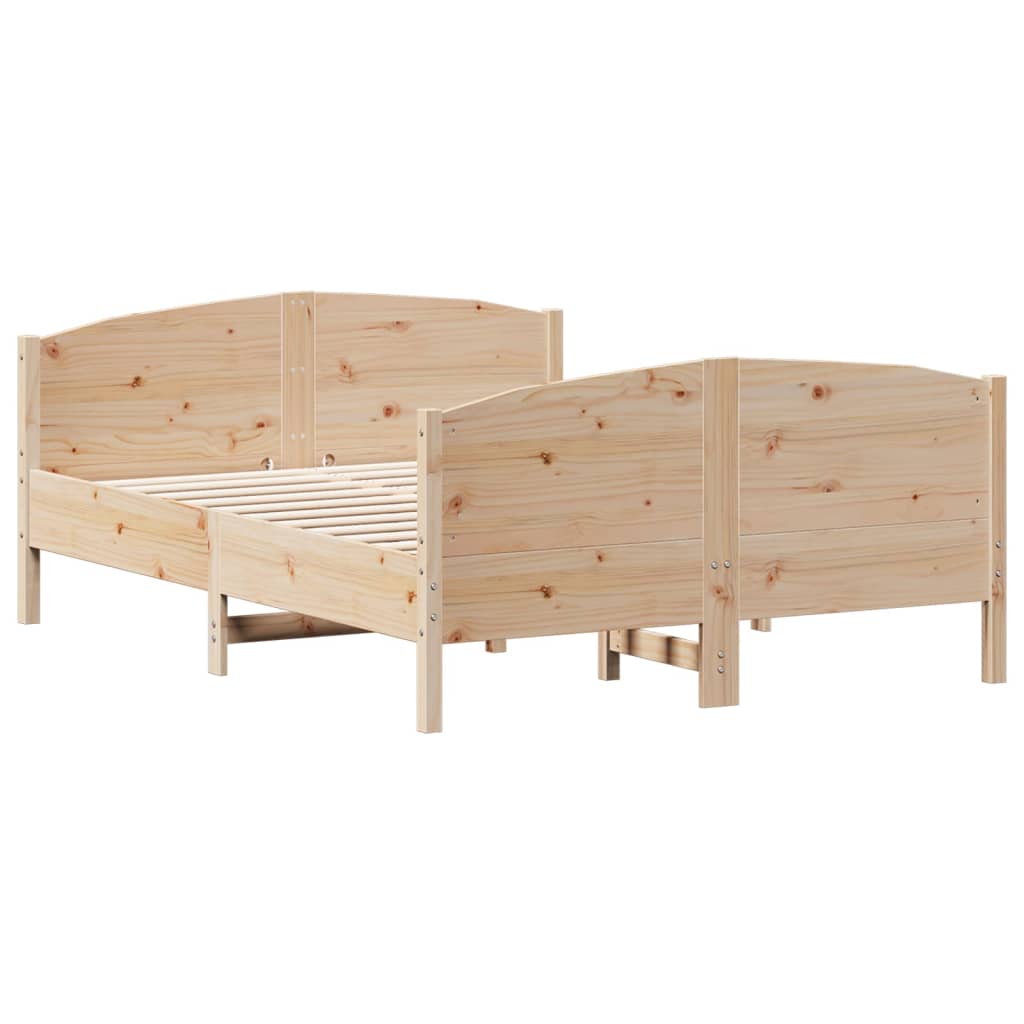 Bed Frame with Headboard 150x200 cm King Size Solid Wood Pine