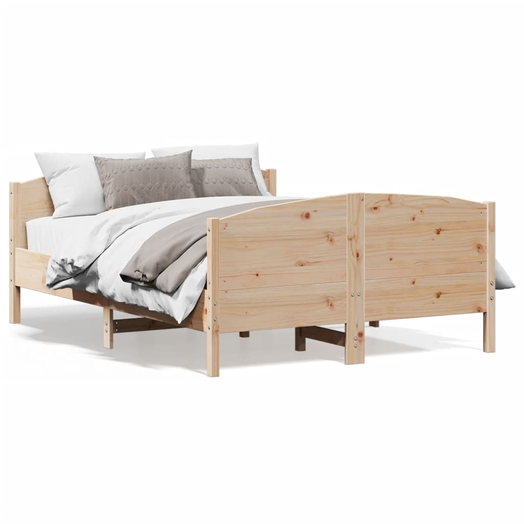 Bed Frame with Headboard 150x200 cm King Size Solid Wood Pine