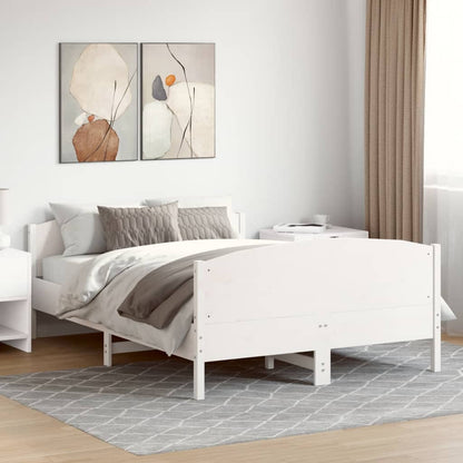 Bed Frame with Headboard White 150x200 cm King Size Solid Wood Pine