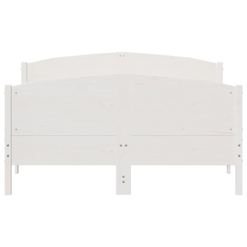 Bed Frame with Headboard White 150x200 cm King Size Solid Wood Pine