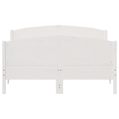 Bed Frame with Headboard White 150x200 cm King Size Solid Wood Pine