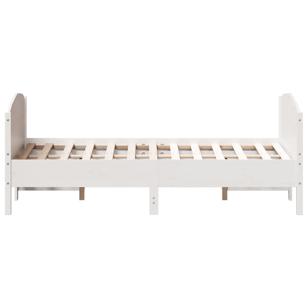 Bed Frame with Headboard White 150x200 cm King Size Solid Wood Pine