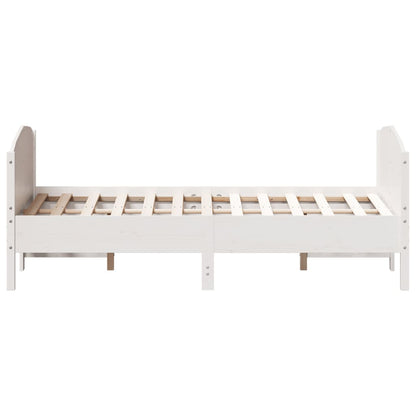 Bed Frame with Headboard White 150x200 cm King Size Solid Wood Pine