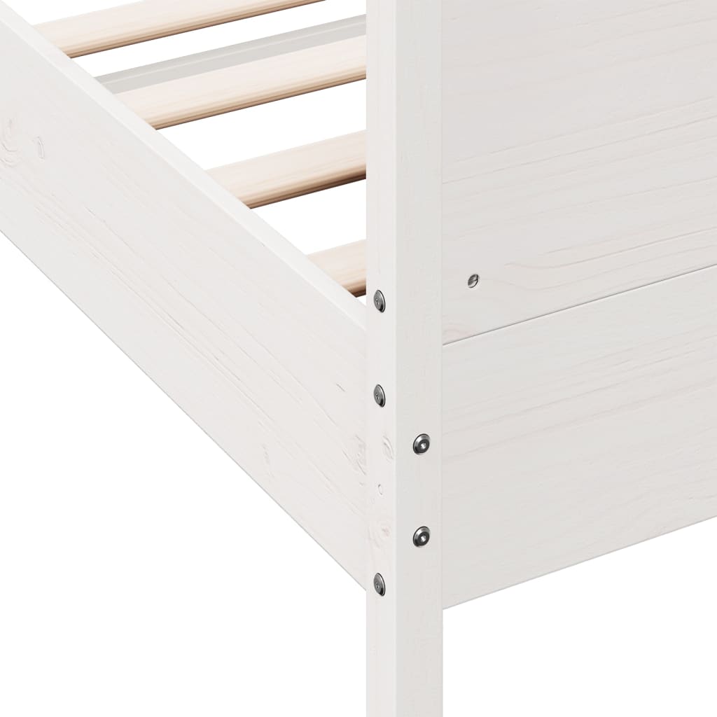 Bed Frame with Headboard White 150x200 cm King Size Solid Wood Pine