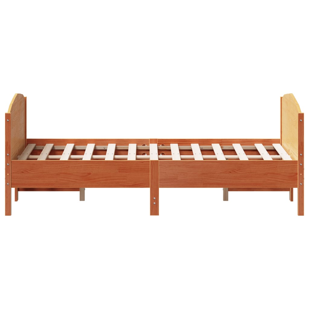 Bed Frame without Mattress Wax Brown 150x200 cm King Size Solid Wood Pine