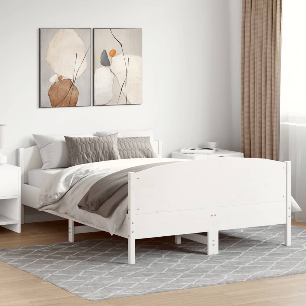 Bed Frame without Mattress White 120x200 cm Solid Wood Pine