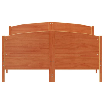 Bed Frame with Headboard Wax Brown 140x190 cm Solid Wood Pine