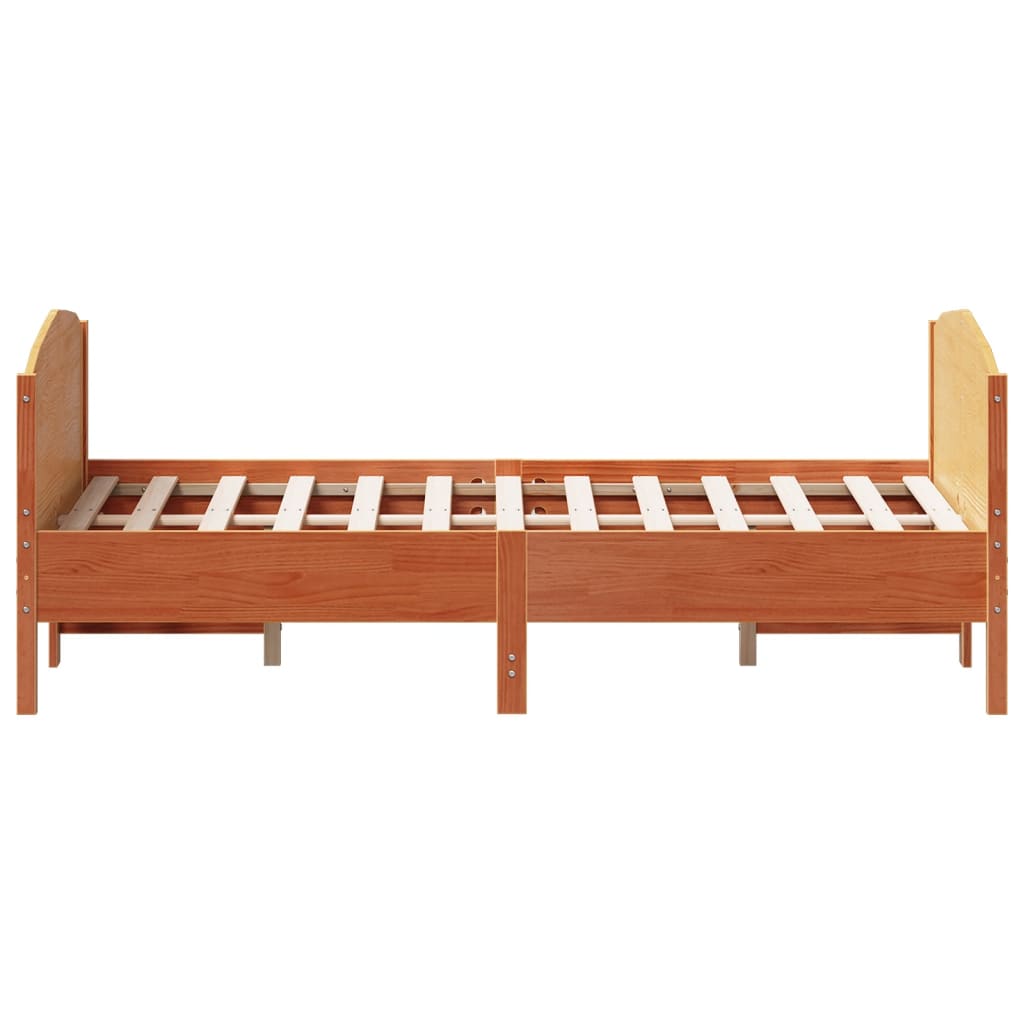 Bed Frame with Headboard Wax Brown 140x190 cm Solid Wood Pine