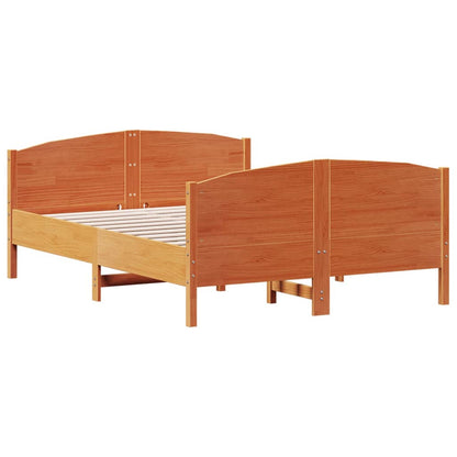 Bed Frame with Headboard Wax Brown 140x190 cm Solid Wood Pine