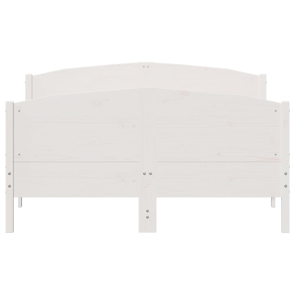 Bed Frame with Headboard White 135x190 cm Double Solid Wood Pine