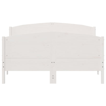 Bed Frame with Headboard White 135x190 cm Double Solid Wood Pine