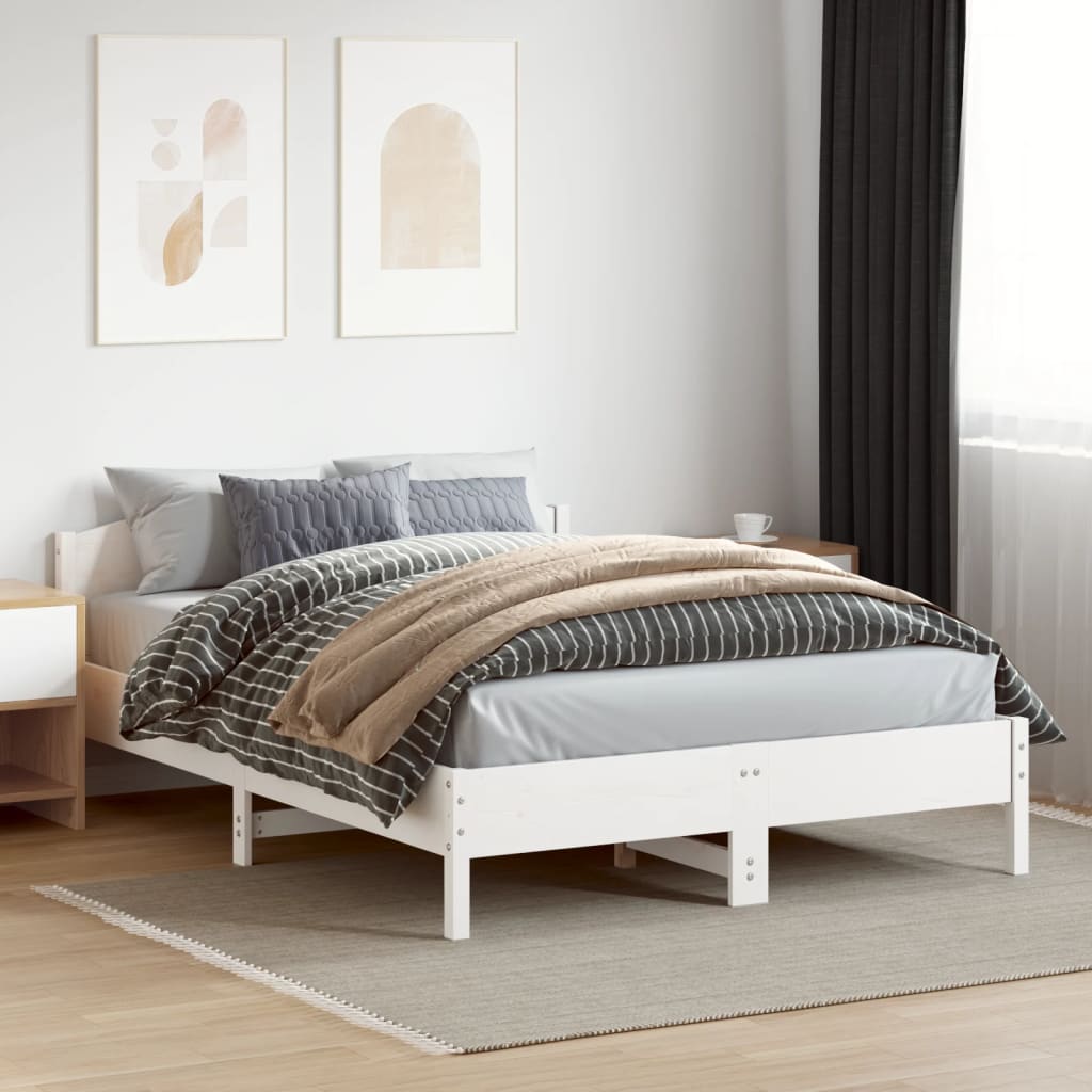 Bed Frame without Mattress White 160x200 cm Solid Wood Pine