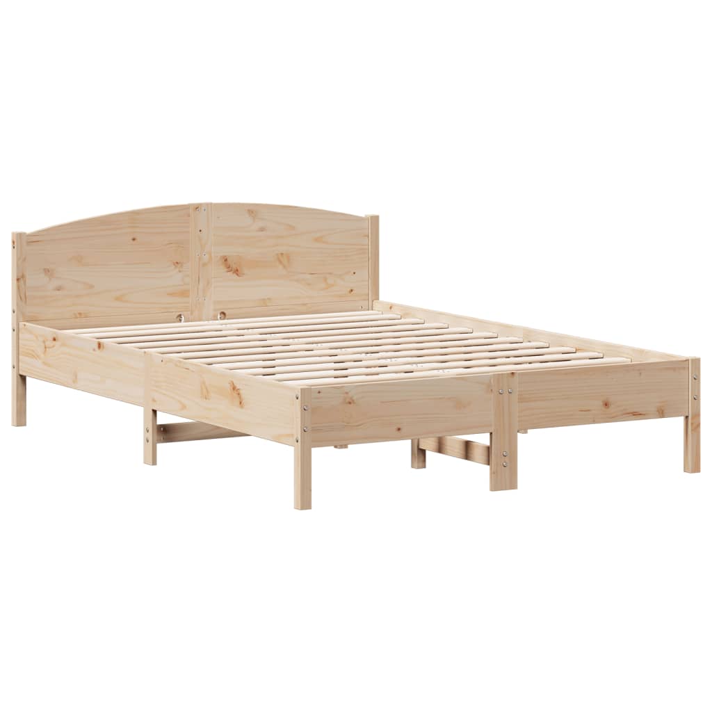 Bed Frame with Headboard 150x200 cm King Size Solid Wood Pine