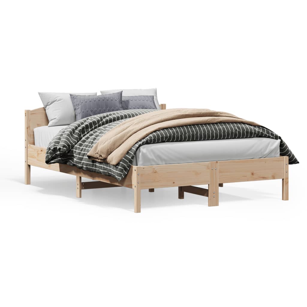 Bed Frame with Headboard 150x200 cm King Size Solid Wood Pine