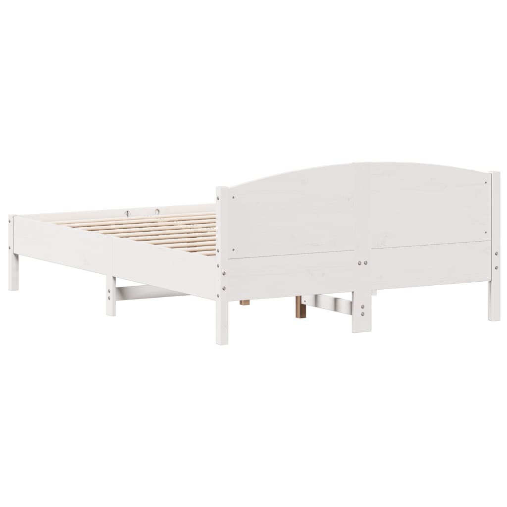 Bed Frame with Headboard White 150x200 cm King Size Solid Wood Pine