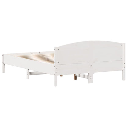 Bed Frame with Headboard White 150x200 cm King Size Solid Wood Pine