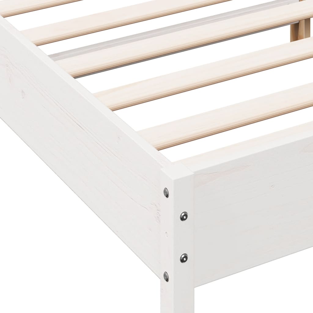 Bed Frame with Headboard White 150x200 cm King Size Solid Wood Pine