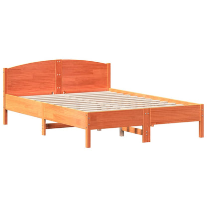 Bed Frame without Mattress Wax Brown 150x200 cm King Size Solid Wood Pine