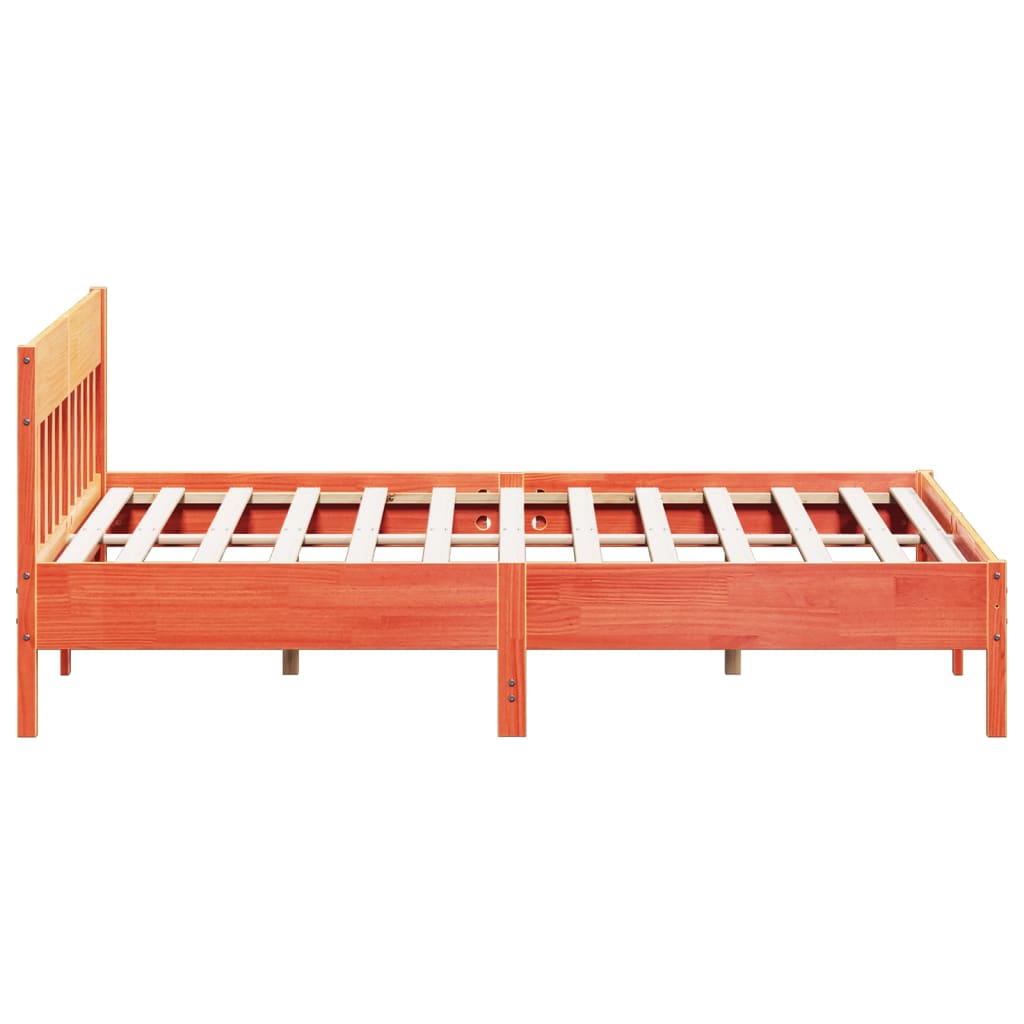 Bed Frame with Headboard Wax Brown 200x200 cm Solid Wood Pine