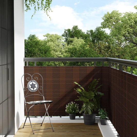 Balcony Screen Brown and Black 600x90 cm Poly Rattan