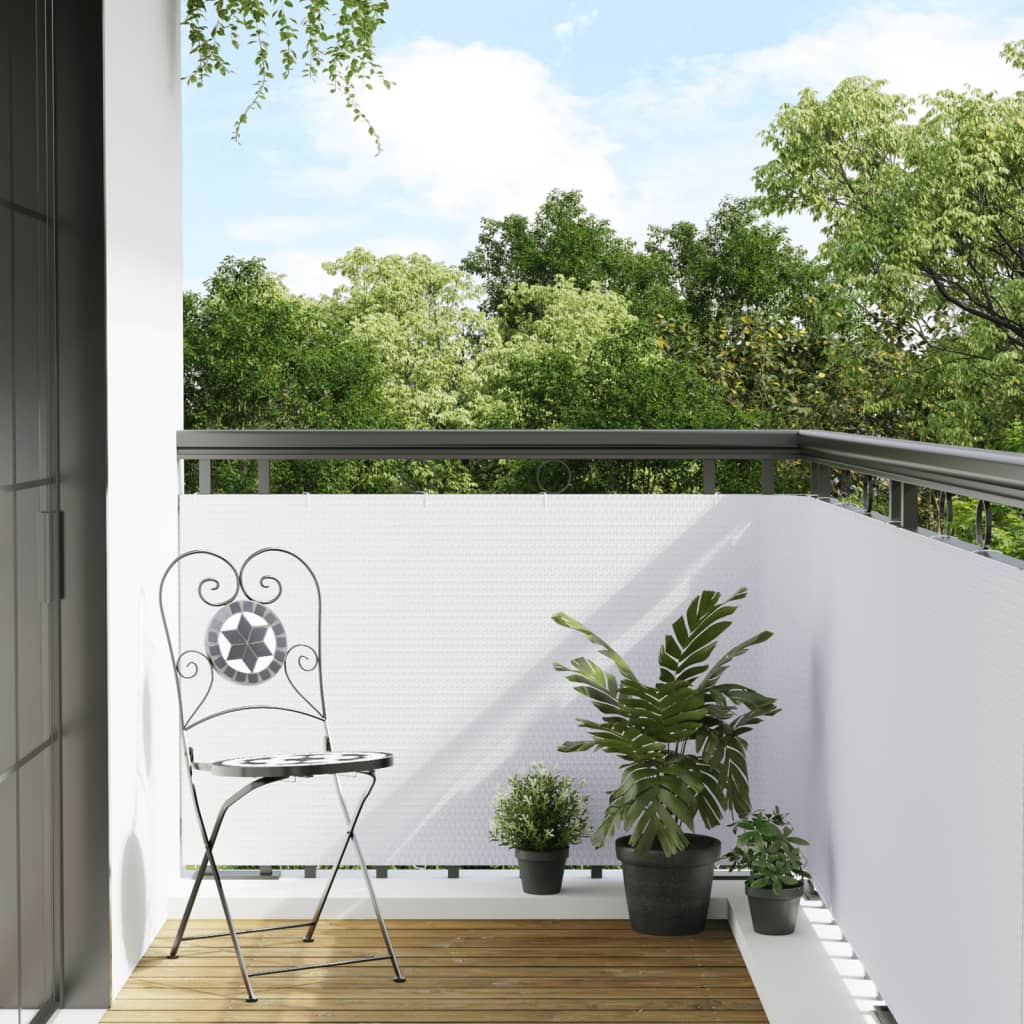 Balcony Screen White 600x90 cm Poly Rattan