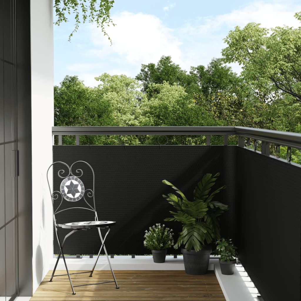 Balcony Screen Black 300x90 cm Poly Rattan