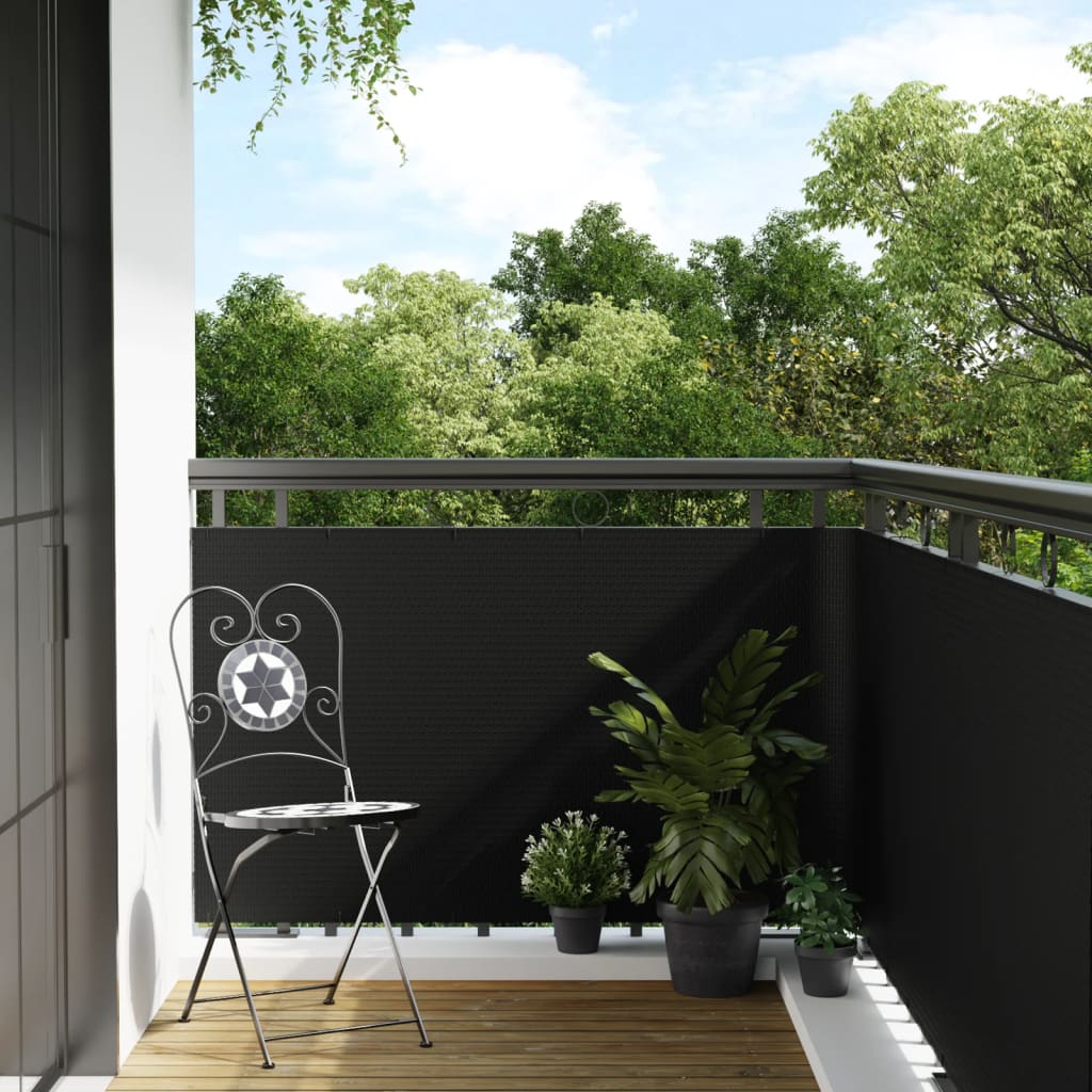 Balcony Screen Black 500x80 cm Poly Rattan