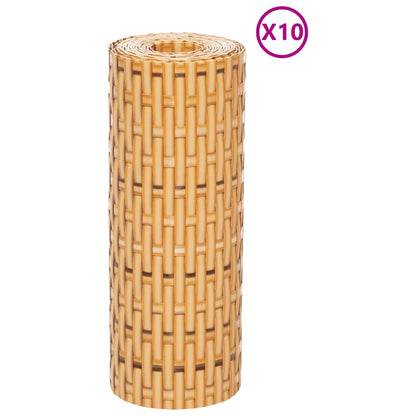 Balcony Screens 10 pcs Light Brown 255x19 cm Poly Rattan