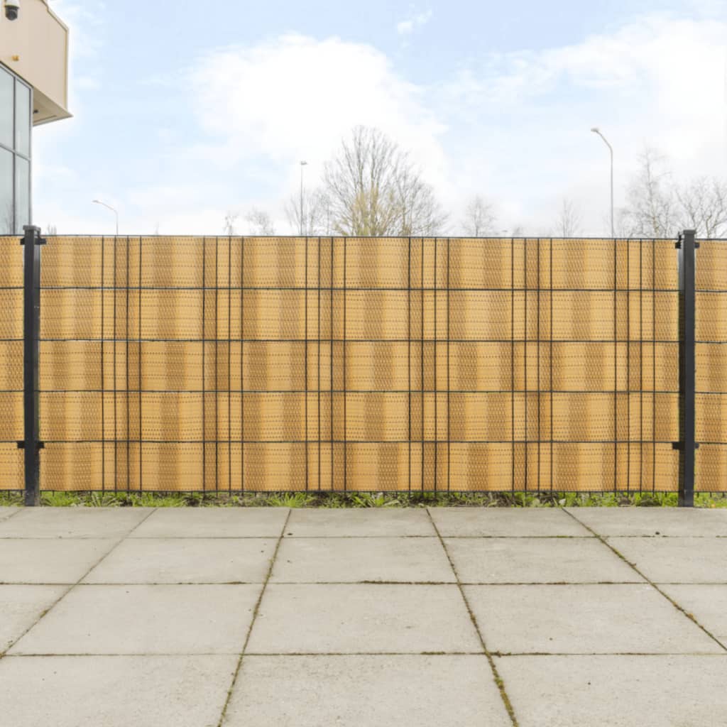 Balcony Screens 10 pcs Light Brown 255x19 cm Poly Rattan