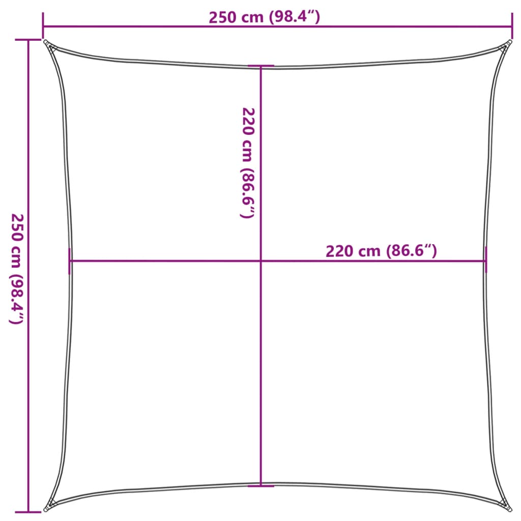 Sun Shade Sail Light Grey 2.5x2.5 m 100% Polyester Oxford