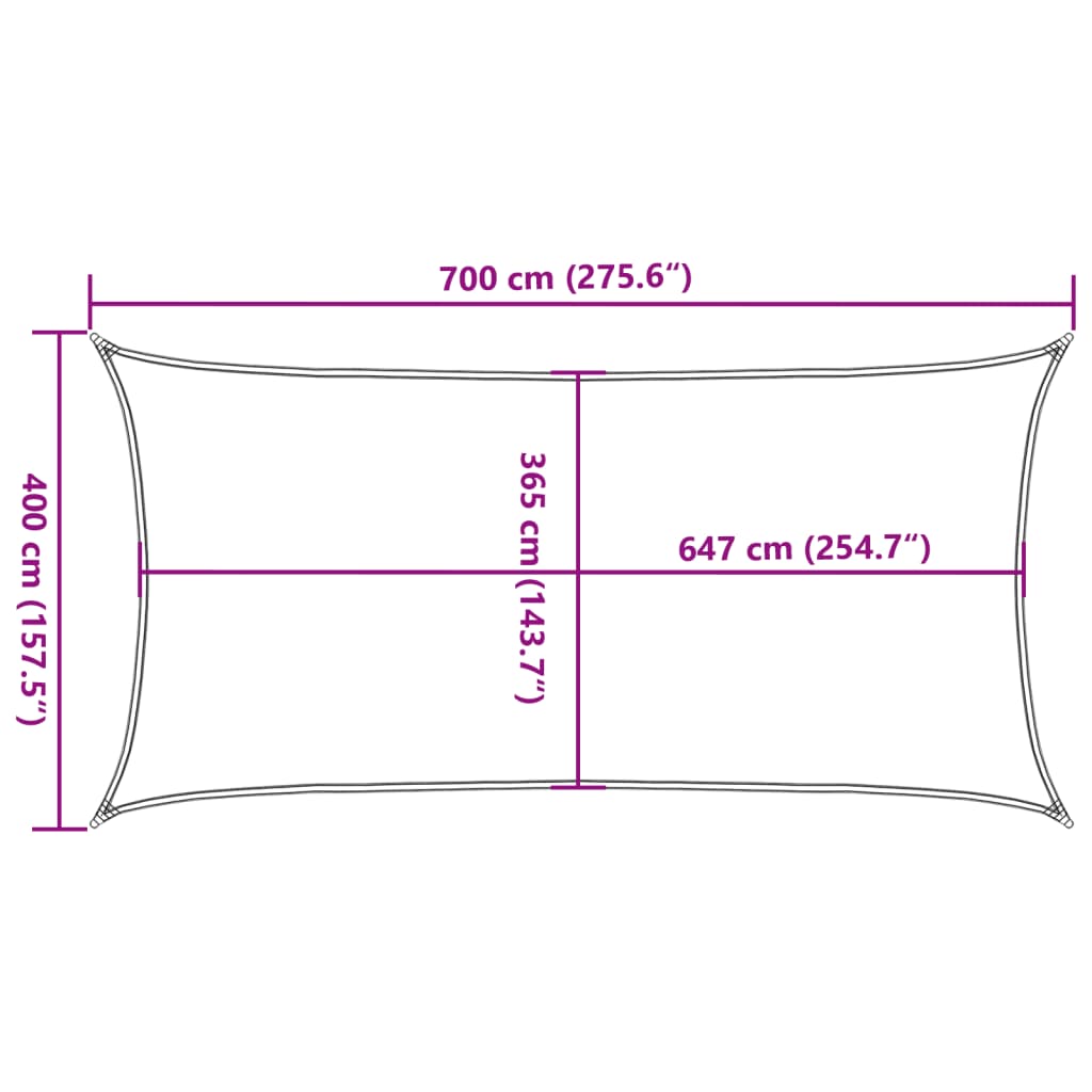 Sun Shade Sail Light Grey 7x4 m 100% Polyester Oxford