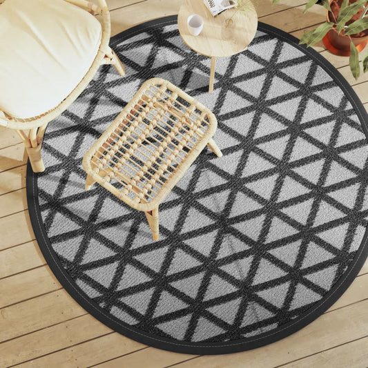 Outdoor Carpet Black Ø160 cm PP