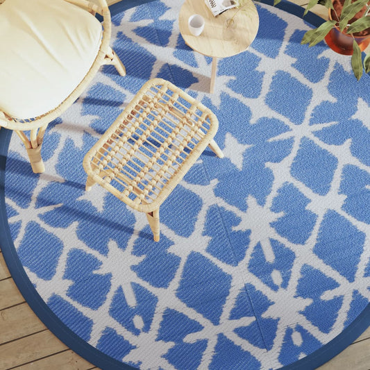 Outdoor Carpet Blue and White Ø200 cm PP