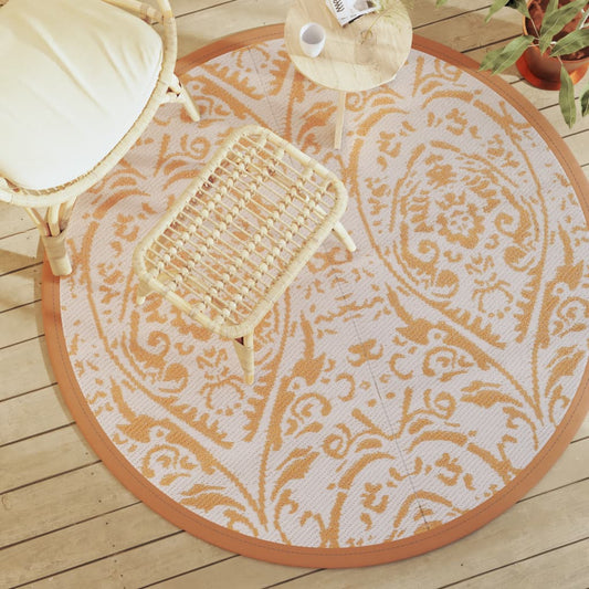 Outdoor Carpet Orange and White Ø160 cm PP