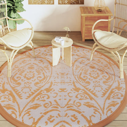 Outdoor Carpet Orange and White Ø200 cm PP