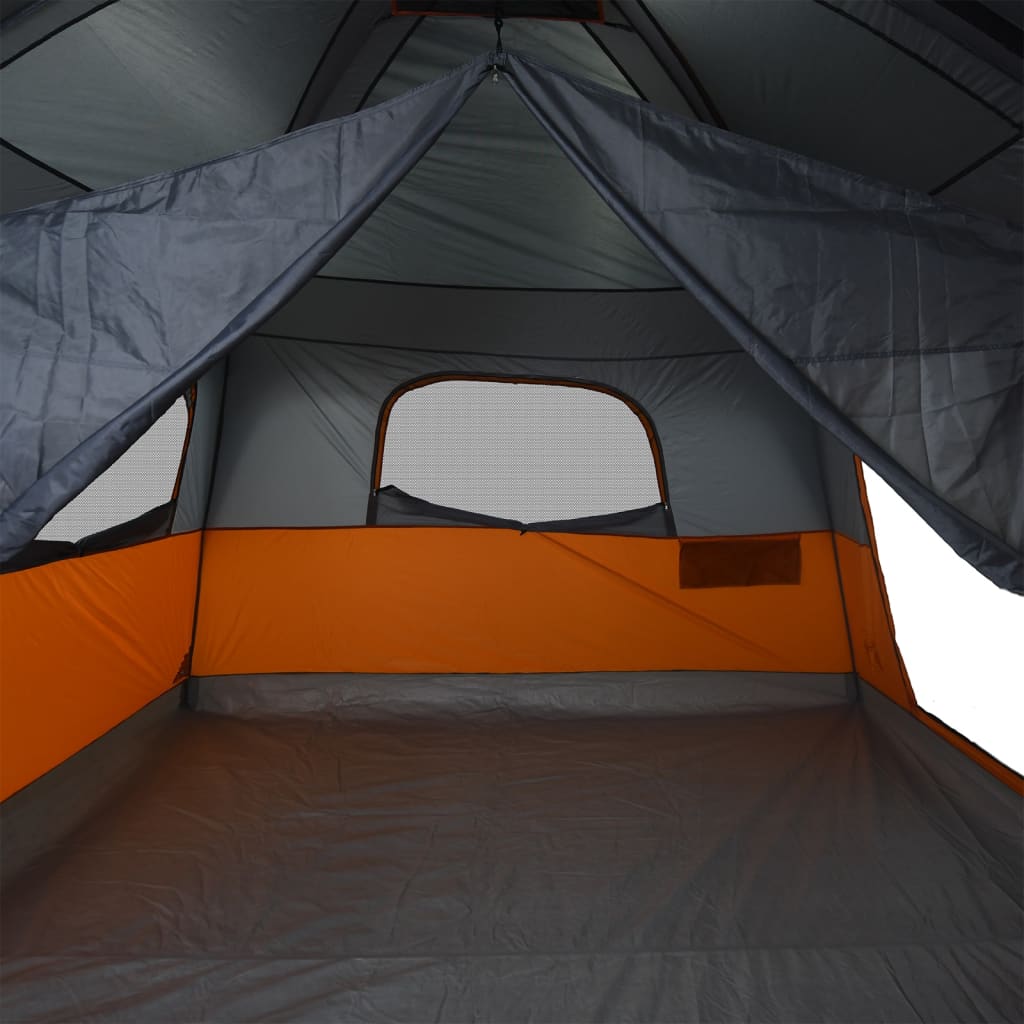 Family Tent Cabin 10-Person Grey and Orange Waterproof