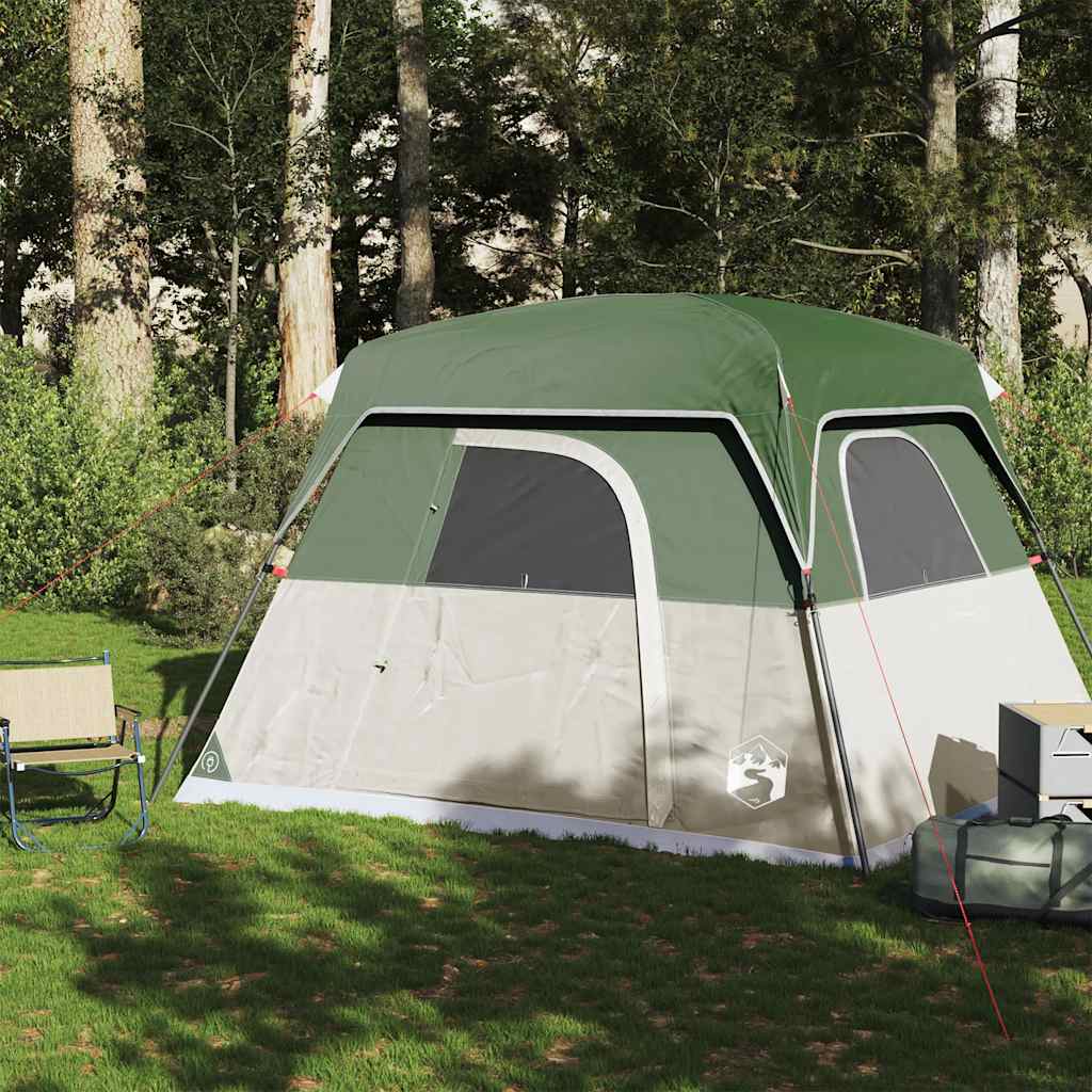 Camping Tent Cabin 4-Person Green Waterproof