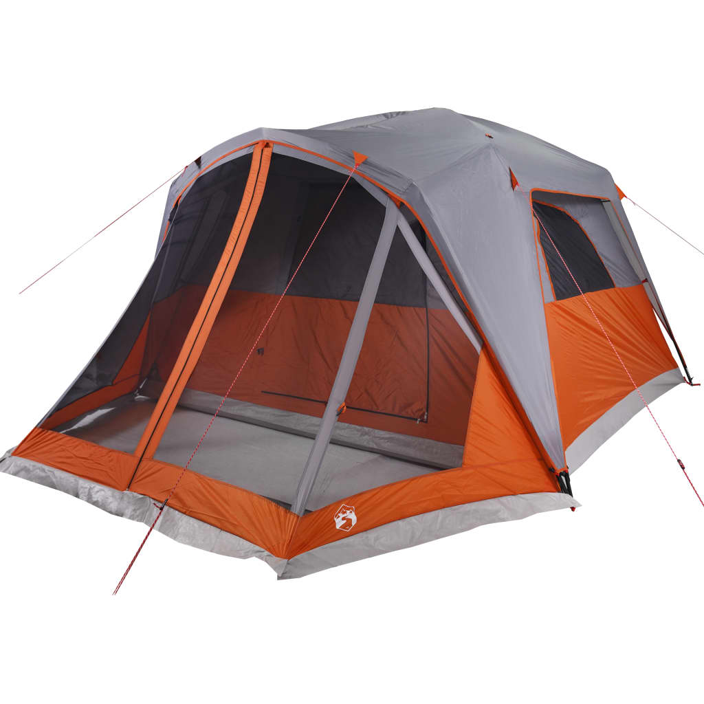 Family Tent with Porch 6-Person Grey and Orange Waterproof