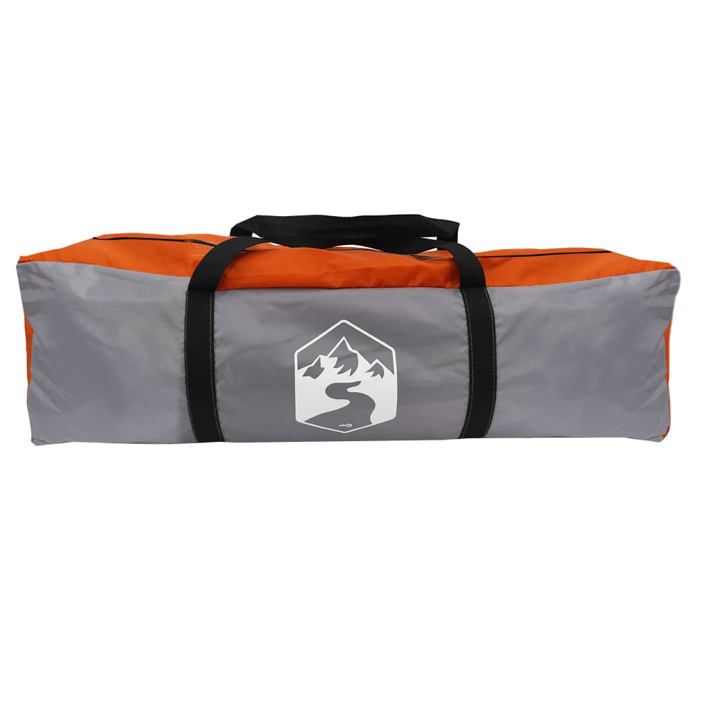 Family Tent with Porch 6-Person Grey and Orange Waterproof