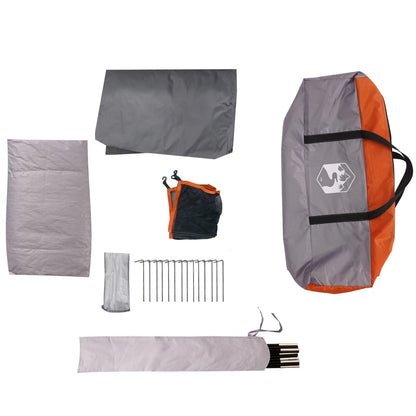 Family Tent with Porch 6-Person Grey and Orange Waterproof