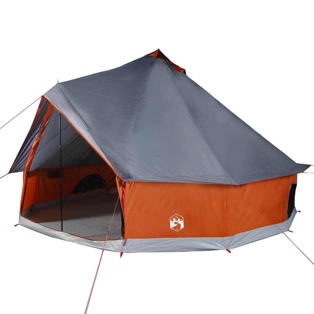 Family Tent Tipi 12-Person Grey and Orange Waterproof