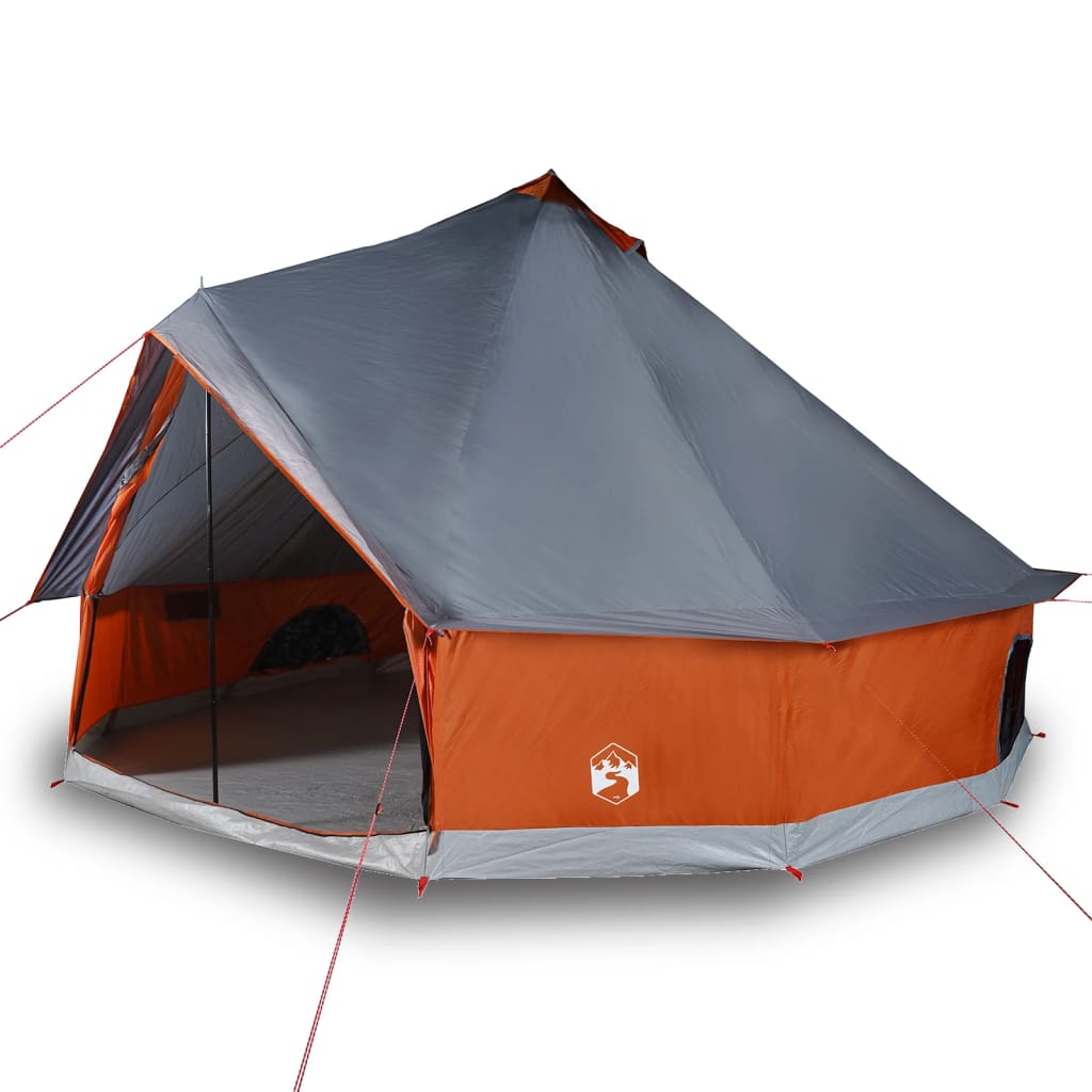 Family Tent Tipi 10-Person Grey and Orange Waterproof