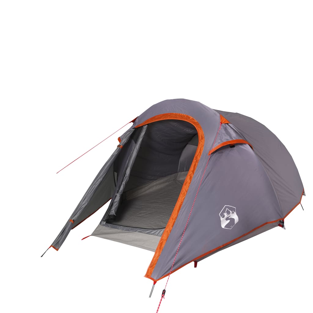 Camping Tent Tunnel 3-Person Grey and Orange Waterproof