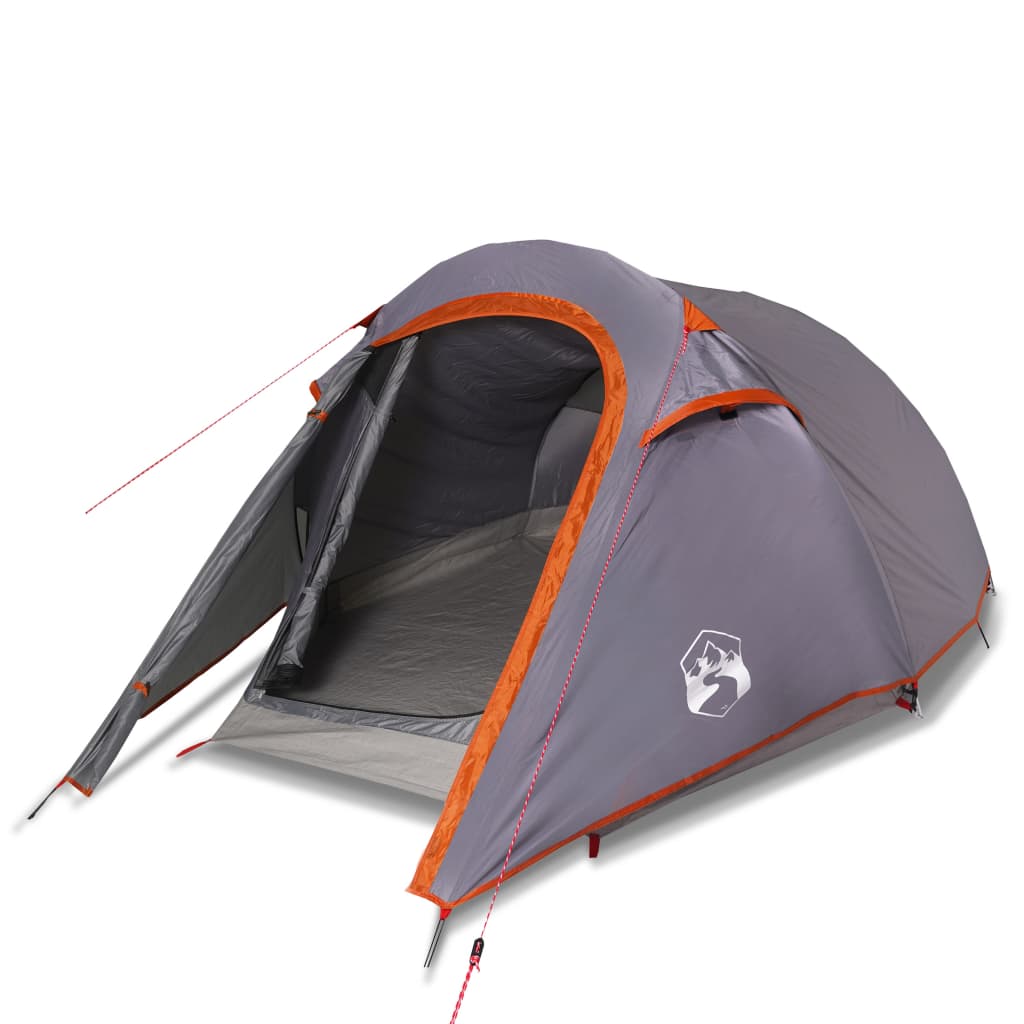 Camping Tent Tunnel 3-Person Grey and Orange Waterproof