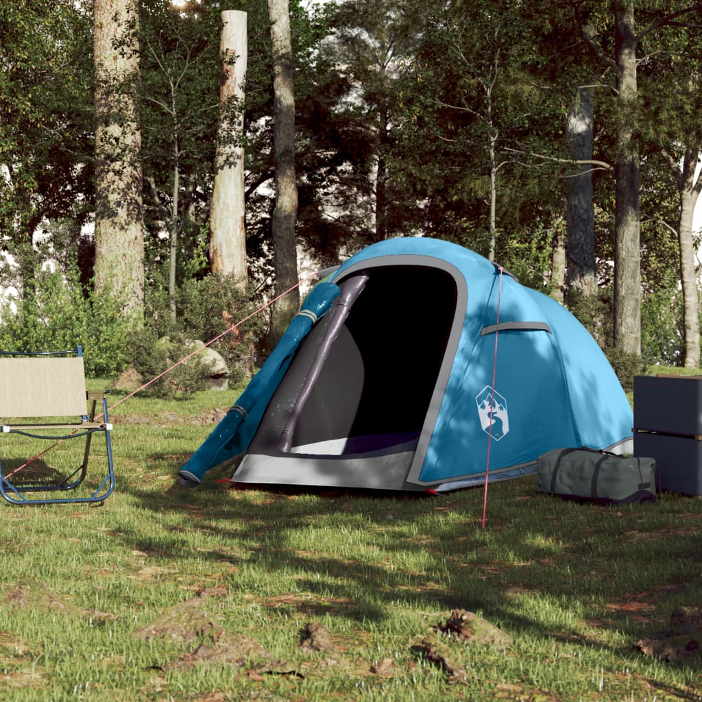 Camping Tent Tunnel 2-Person Blue Waterproof