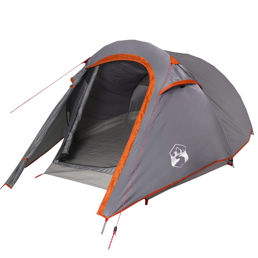 Camping Tent Tunnel 2-Person Grey and Orange Waterproof