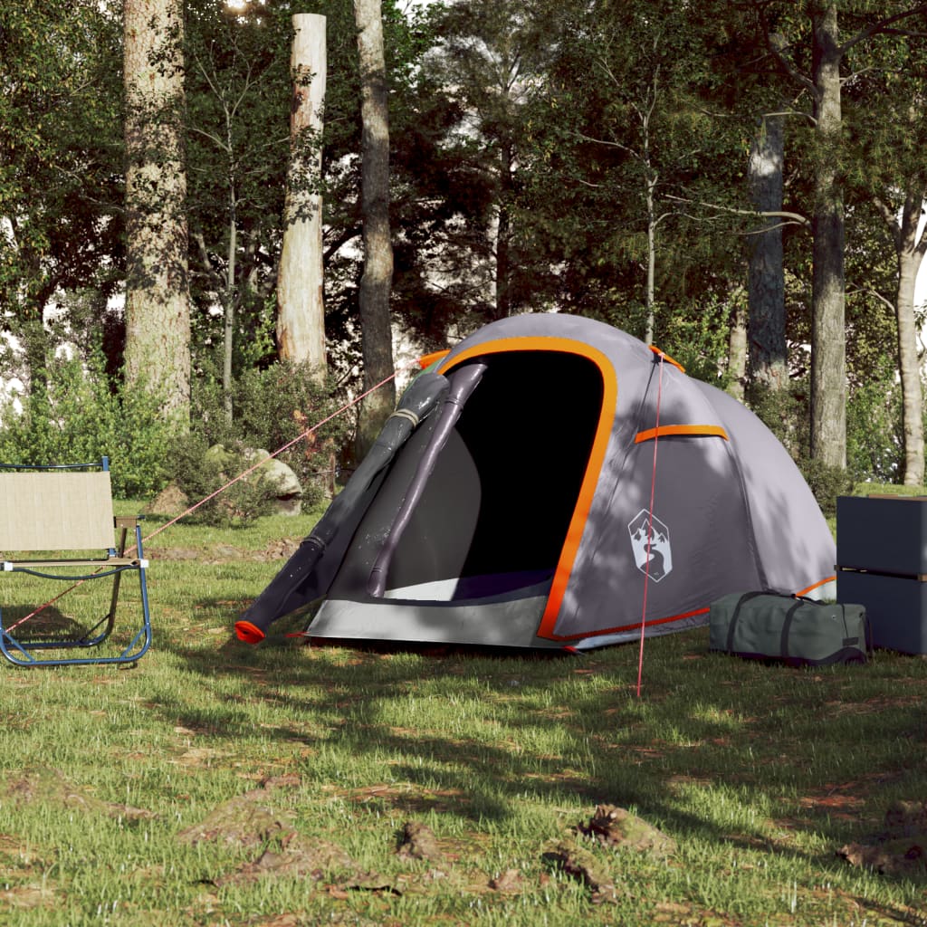 Camping Tent Tunnel 2-Person Grey and Orange Waterproof